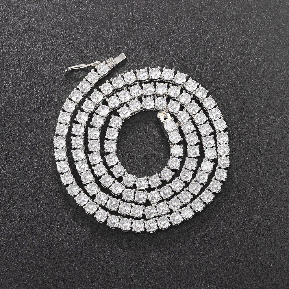 3/4/5MM 14K Gold Iced Out Diamond Tennis Chain 18-30 Inches Necklace for Men and Women TRIPOD JEWELRY