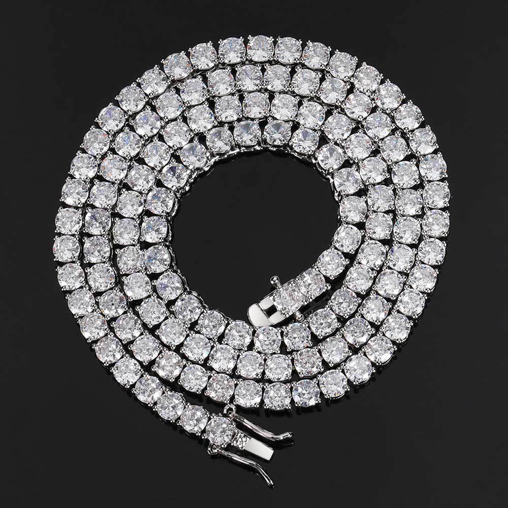 3/4/5/6MM 18k/White Gold Tennis Chain Necklace