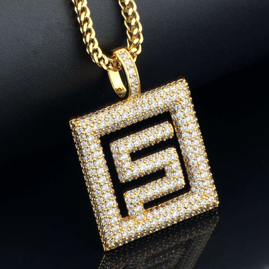 18K Gold  Iced Out Trendy Pendant