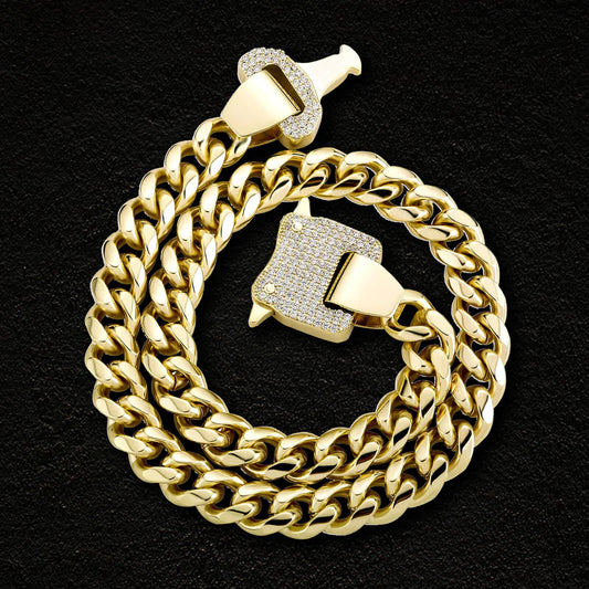 12MM 14K Roller Coaster Buckle Miami Cuban Link