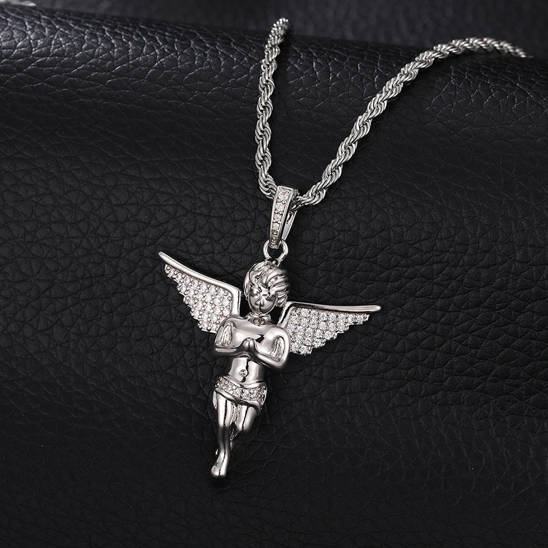 18K/White Gold Hip-Hop Angel Pendant