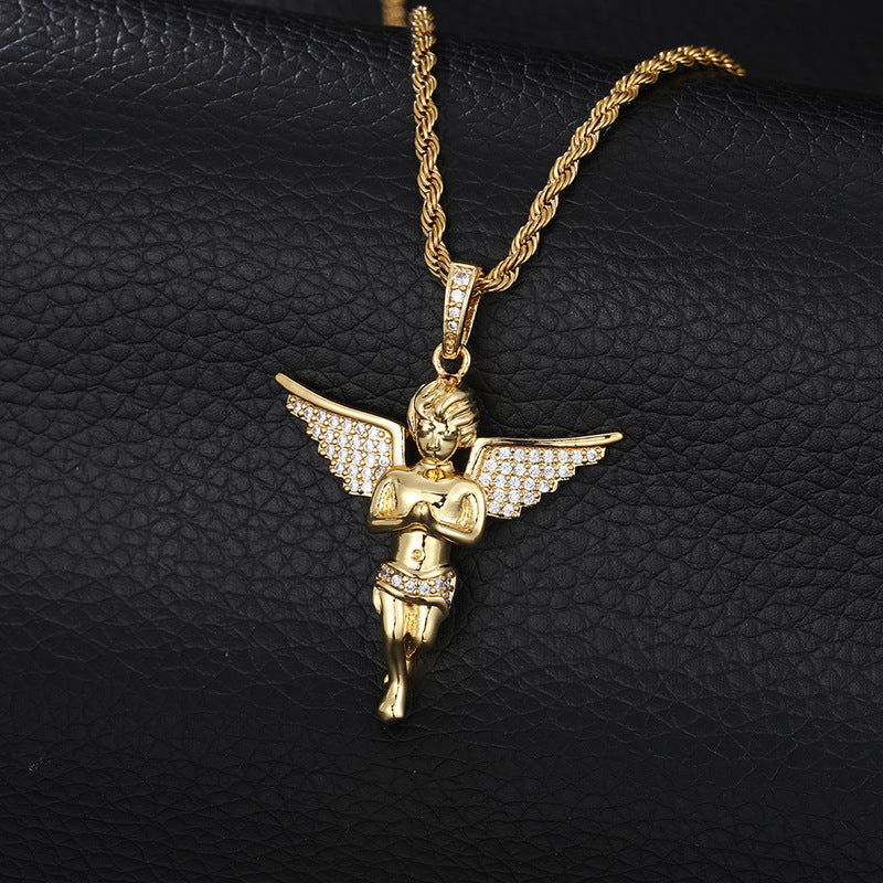 18K/White Gold Hip-Hop Angel Pendant