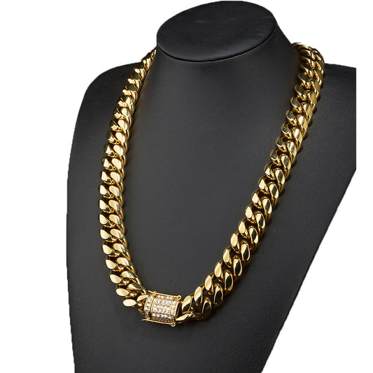 6MM 18K Gold Hip Hop Miami Cuban Link Chain Necklace