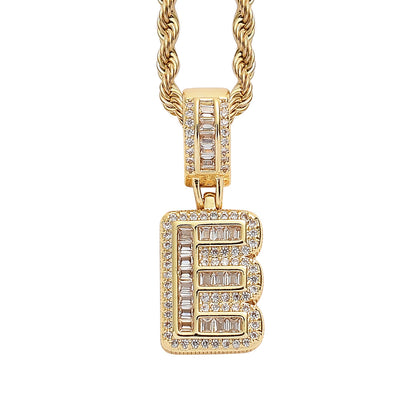 18K/White Gold Iced Out 26 Letter Pendant