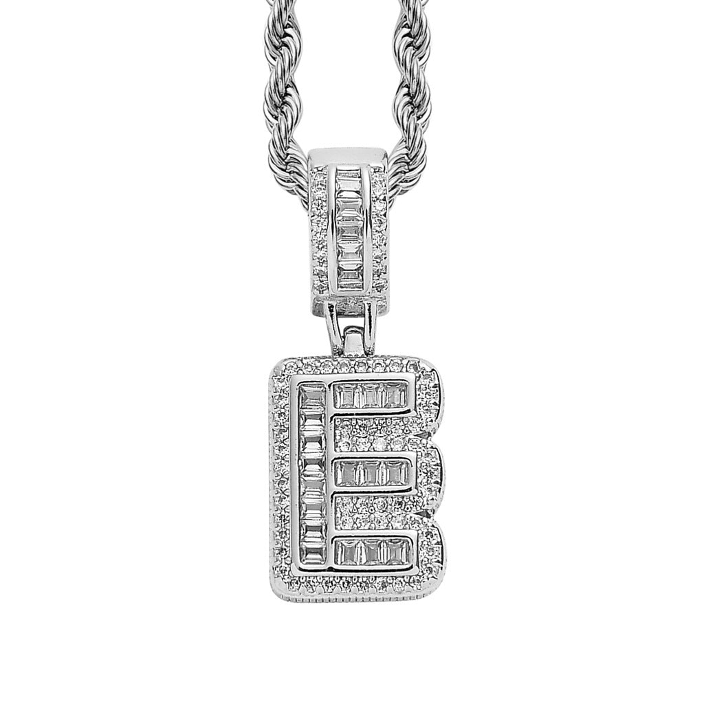 18K/White Gold Iced Out 26 Letter Pendant