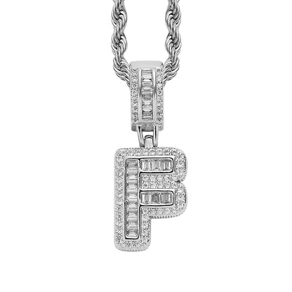 18K/White Gold Iced Out 26 Letter Pendant