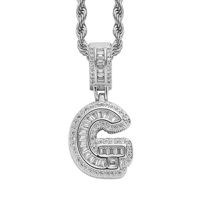 18K/White Gold Iced Out 26 Letter Pendant