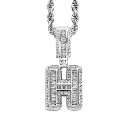 18K/White Gold Iced Out 26 Letter Pendant