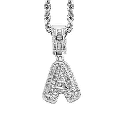 18K/White Gold Iced Out 26 Letter Pendant