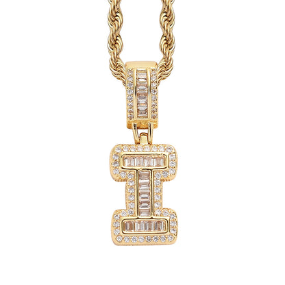 18K/White Gold Iced Out 26 Letter Pendant