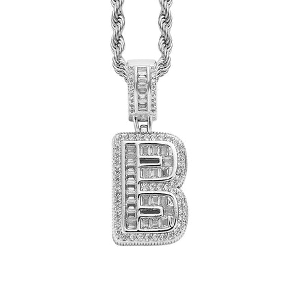 18K/White Gold Iced Out 26 Letter Pendant