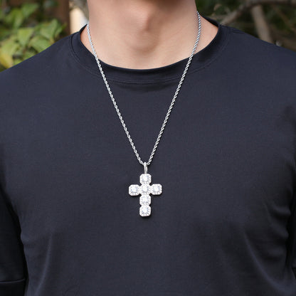 18K/White Hip-Hop Iced Out Zircon Cross Pendant