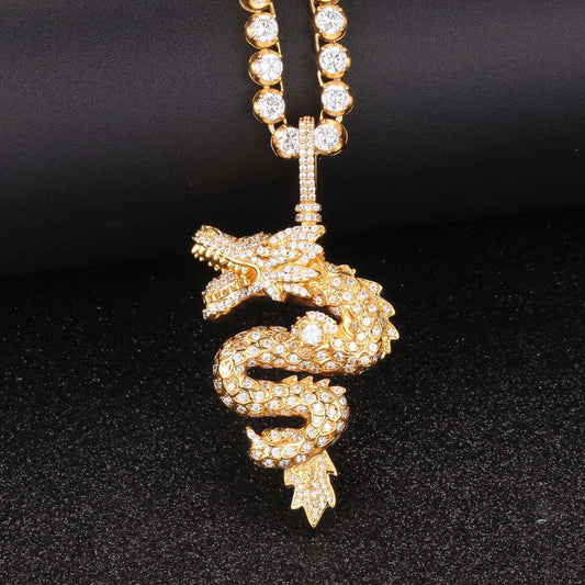 18K Gold Chinese Dragon Pendant