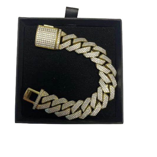 6MM 14K Gold Plated Iced Out Cuban Link Bracelet