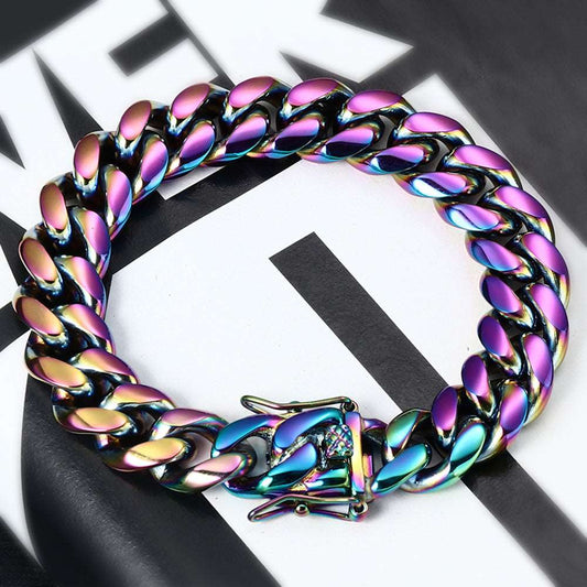 12MM Rainbow Miami Cuban Link Bracelet