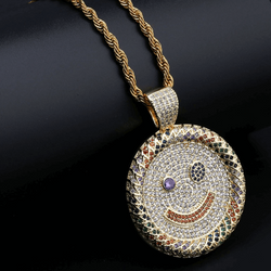 18K Gold Iced Multicolour Smile Pendant