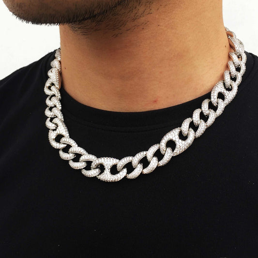 15MM White Gold Plated Iced Out Cuban Link Chain