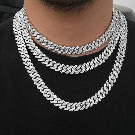 12MM White Gold Plated Iced Out Cuban Link Chain