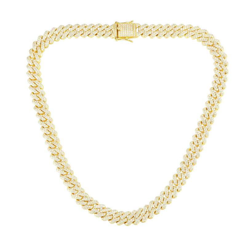 14K Gold Diamond Box Clasp Cuban Necklace