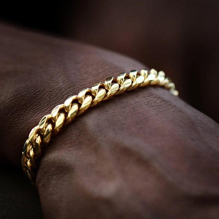 8/10/12/14/16/18MM 18K Gold Plated Solid Miami Cuban Link Bracelet TRIPOD JEWELRY