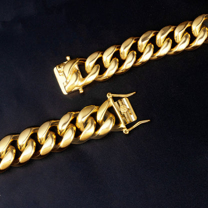 8/10/12/14/16/18MM 18K Gold Plated Solid Miami Cuban Link Bracelet TRIPOD JEWELRY