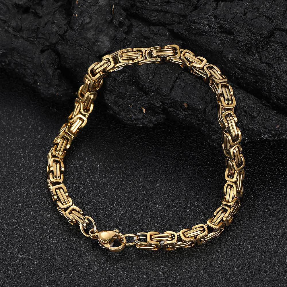 4MM 18K/White Gold Byzantine Emperor Chain Bracelet