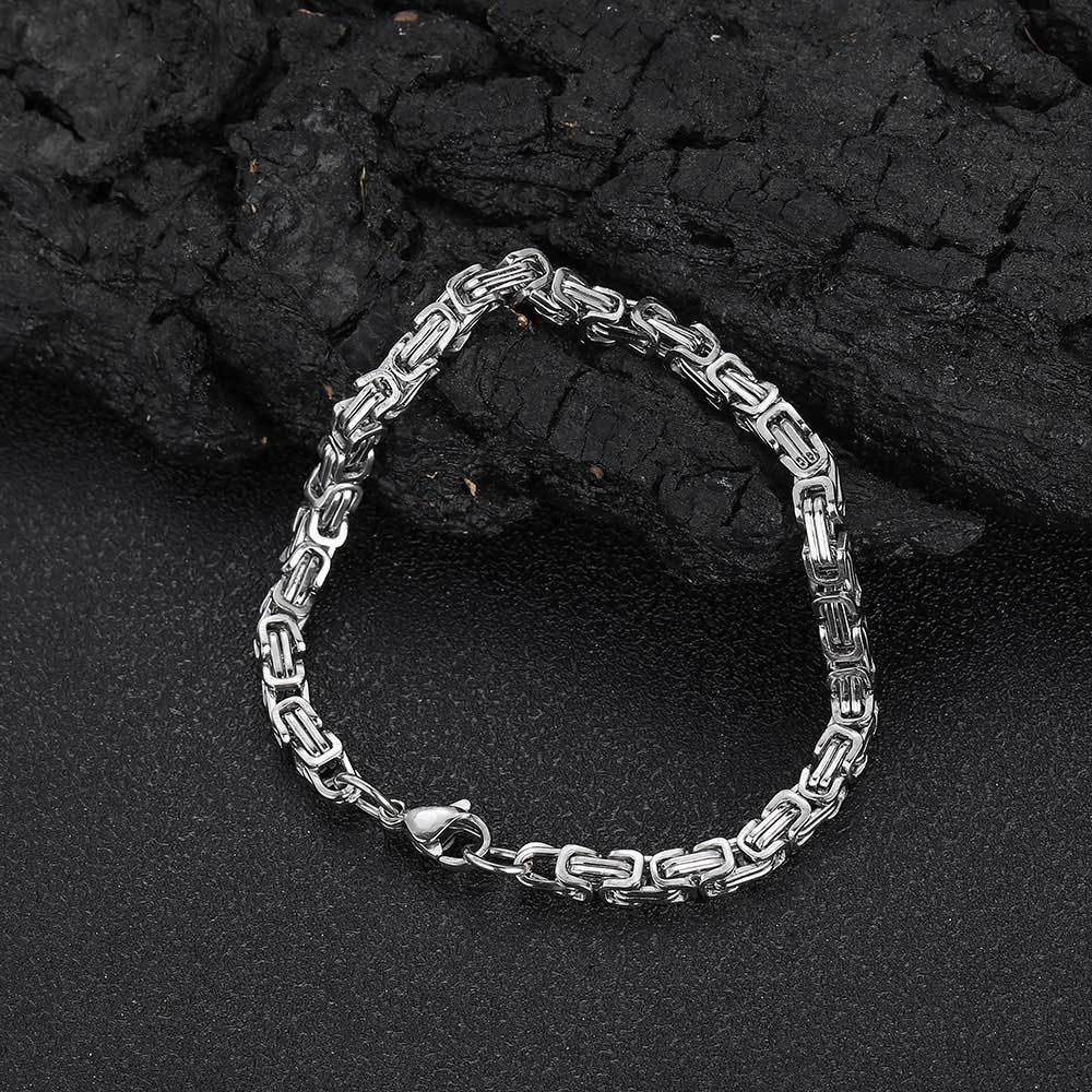 4MM 18K/White Gold Byzantine Emperor Chain Bracelet