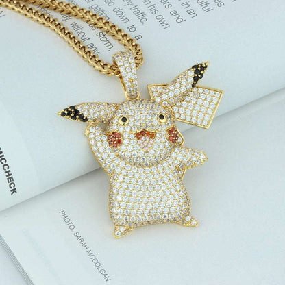 18k Gold Iced Pikachu Pendant