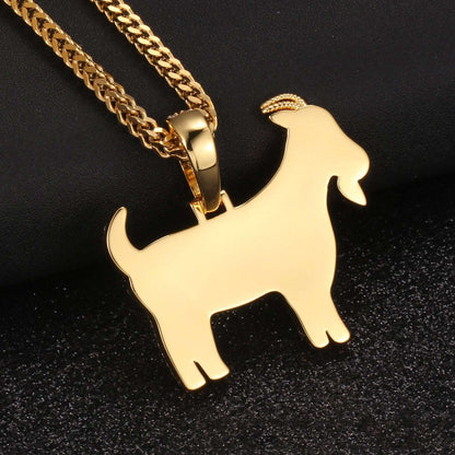 18K Gold Iced Out  Goat Pendant