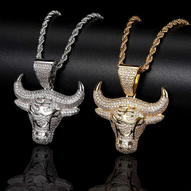 18K/White Gold  Bull's Head Pendant