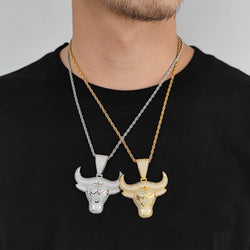 18K/White Gold  Bull's Head Pendant