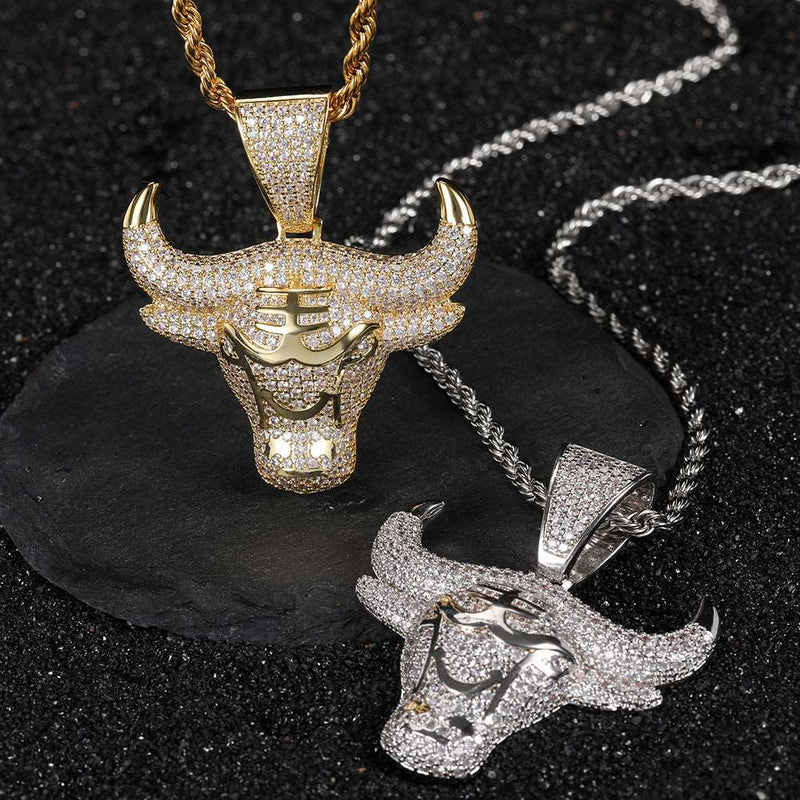 18K/White Gold  Bull's Head Pendant