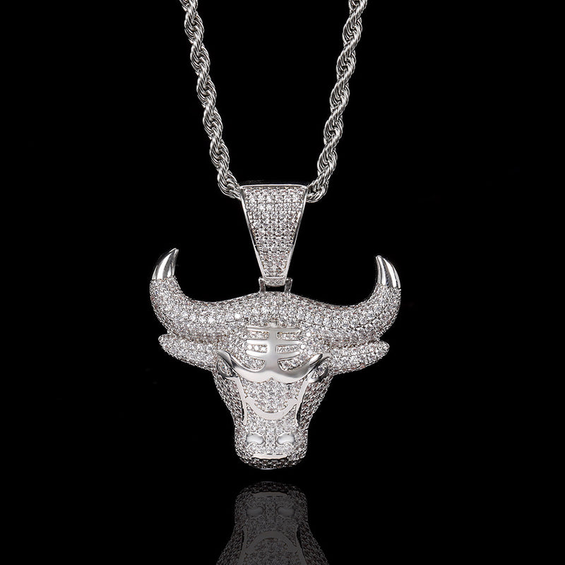 18K/White Gold  Bull's Head Pendant