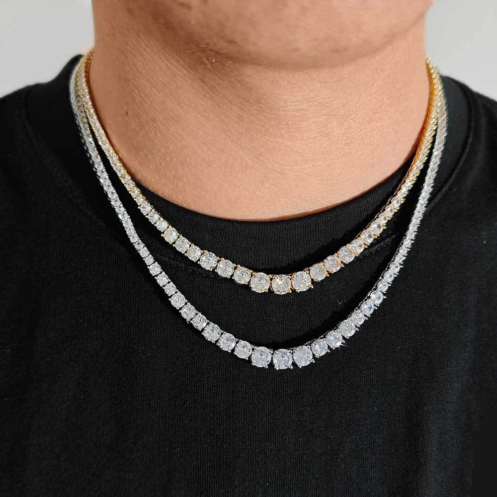 18K/White Gold Hip Hop Gradient Size Tennis Chain