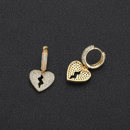 14K/White Gold Heart-Break Earrings