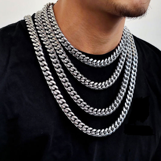 12MM 18K/White Gold Iced Out Clasp Miami Cuban Link Chain Neclace