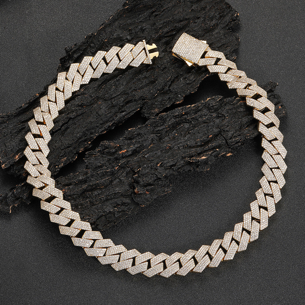 19MM 18K/White Gold Iced Out Cuban Link Chain Necklace