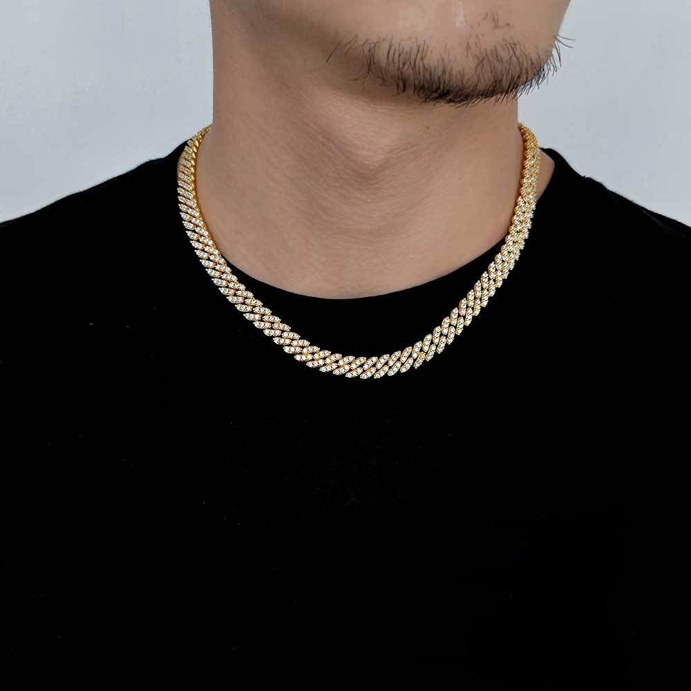 8MM 18K/White Gold Plated Iced Out Cuban Link Chain