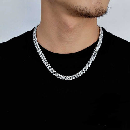 8MM 18K/White Gold Plated Iced Out Cuban Link Chain