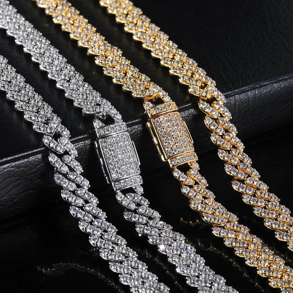 8MM 18K/White Gold Plated Iced Out Cuban Link Chain