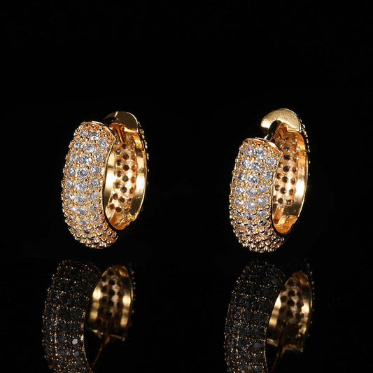 14K/White Gold Plated Round Earrings