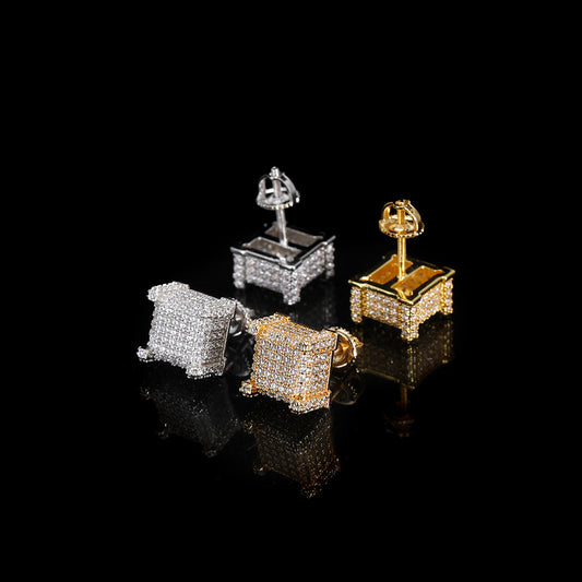 14K/White Gold Square Earring