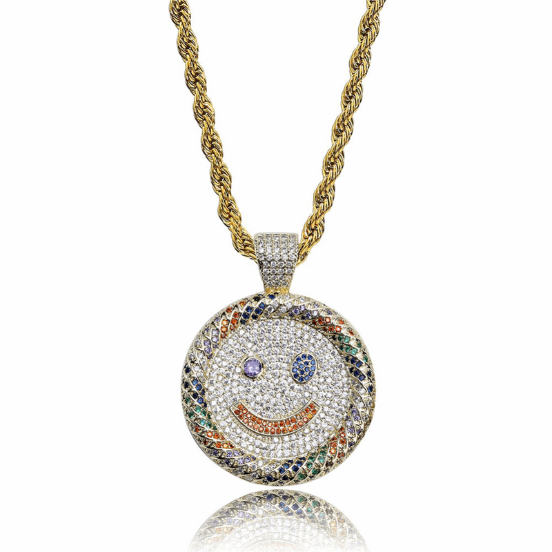 18K Gold Iced Multicolour Smile Pendant