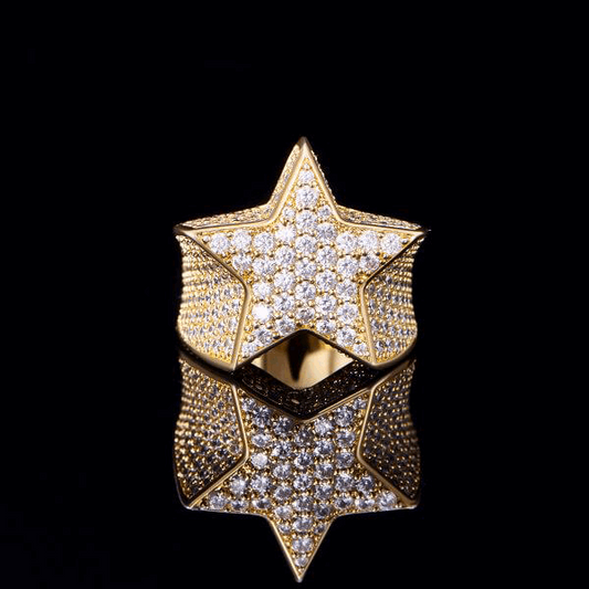 18K Gold Iced Star Ring