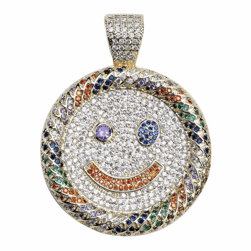 18K Gold Iced Multicolour Smile Pendant