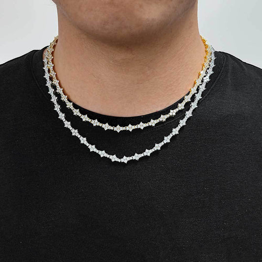 6.5MM 18K/White Gold Plated Tennis Chain Necklace