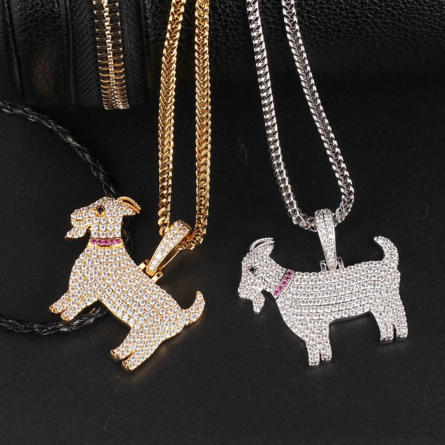 18K Gold Iced Out  Goat Pendant