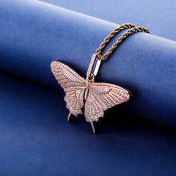 Rose Gold Iced Out Butterfly Pendant