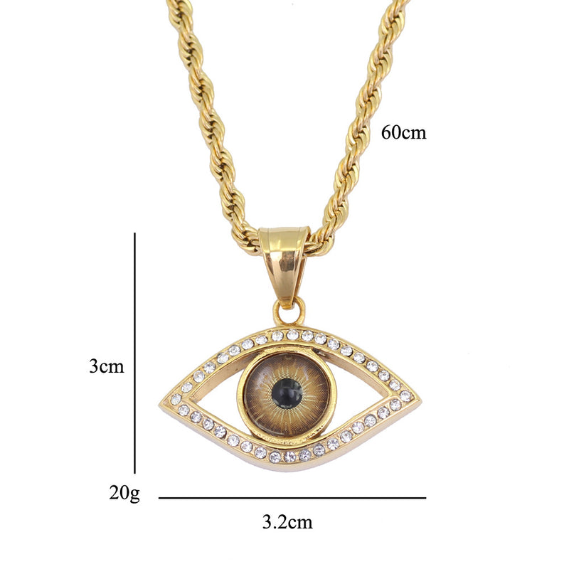 Gold Plated Evil Eye Hip Hop Pendant