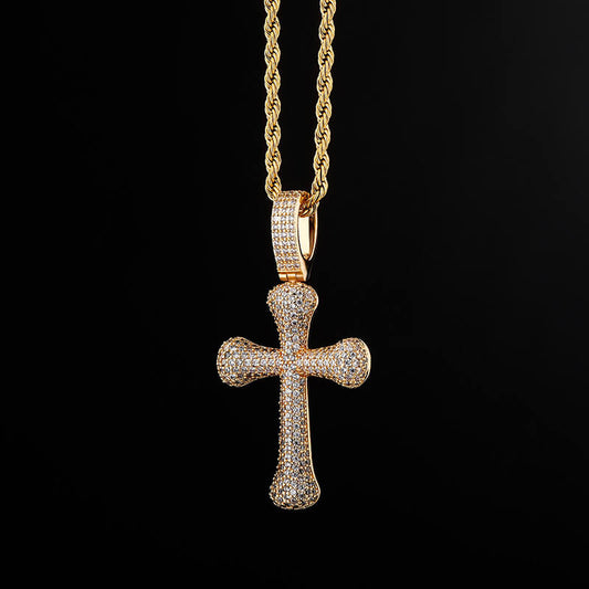 Gold/White Gold Iced Bone Cross Pendant